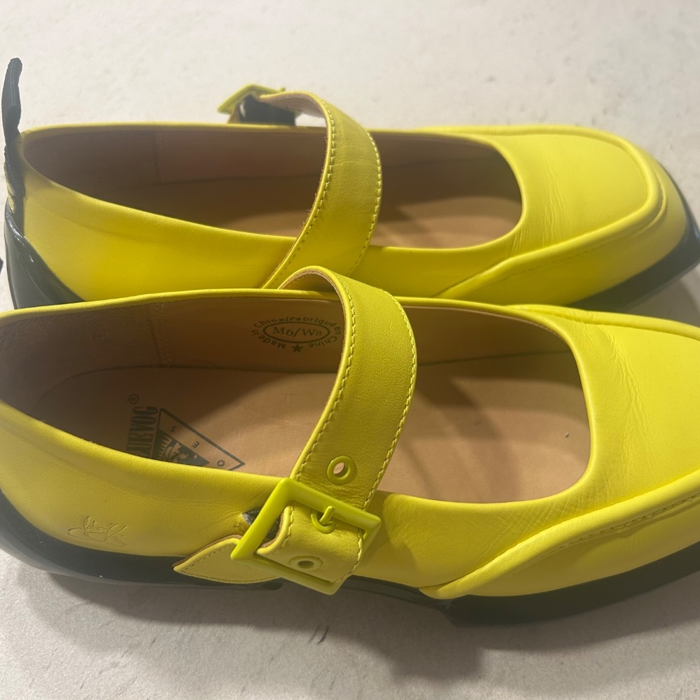 John Fluevog Yellow Mary Jane Shoes